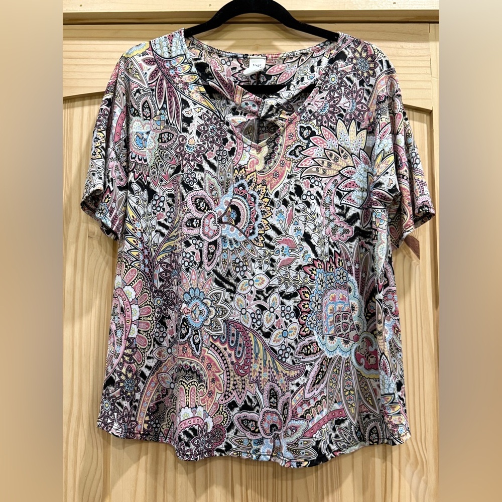 Sew in Love Paisley Floral Short-Sleeve Top - Pink Multi